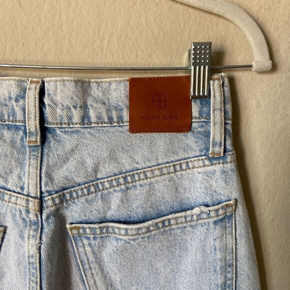 Anine Bing Sonya Blue Jeans Crop Straight Leg High Rise Size 25 - Picture 10 of 11